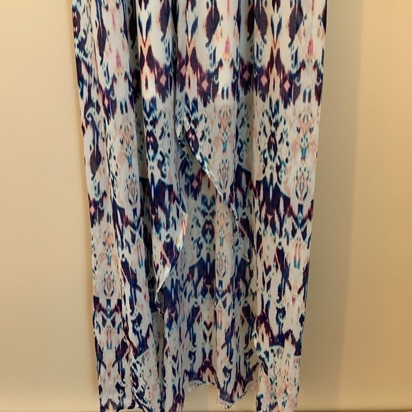 Xhiliration Pink & Blue Patterned High Low Dress - Picture 3 of 4